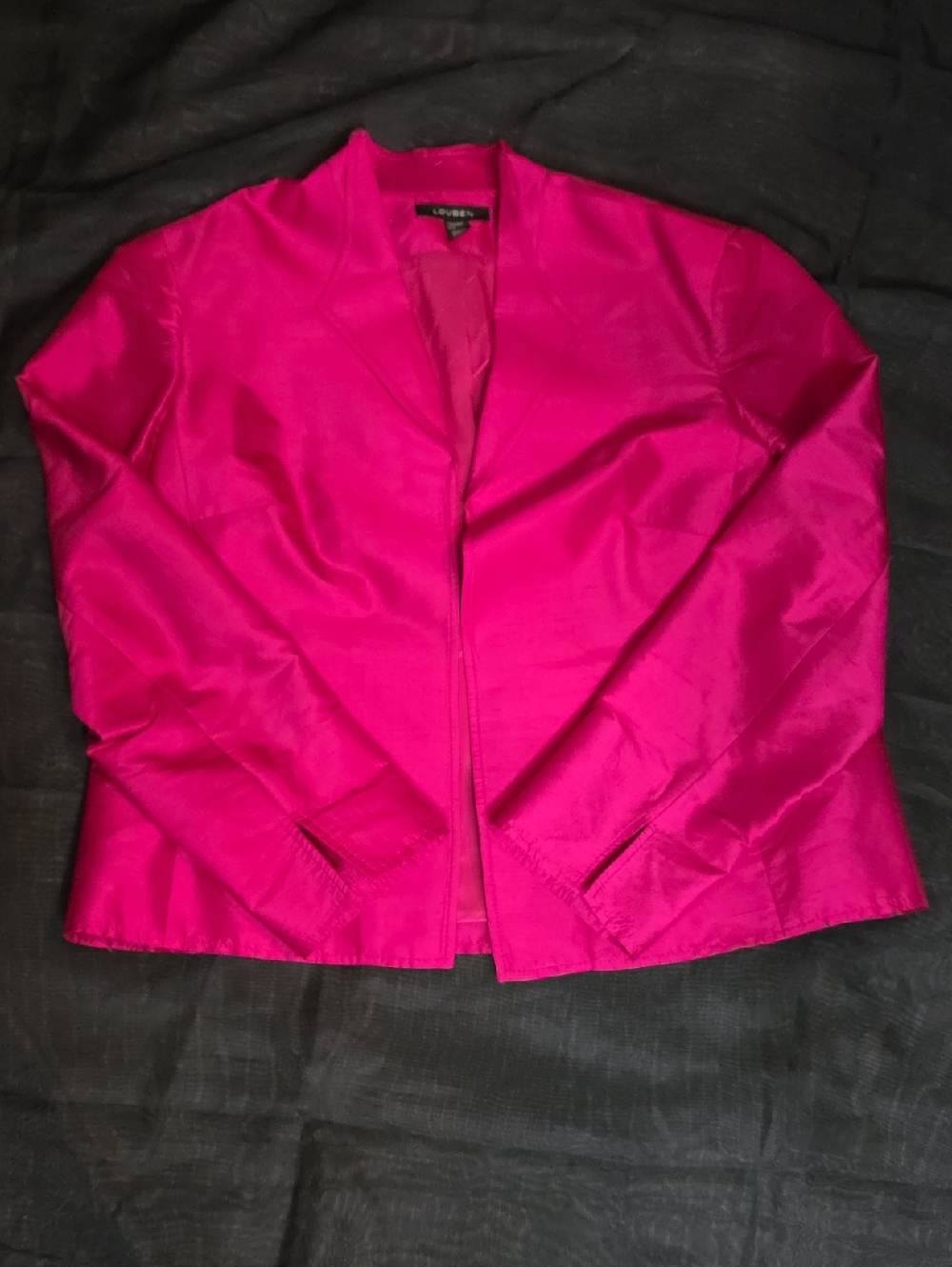 #60 Vintage Louben 100% Silk Blazer Jacket Hot Pink Fuchsia Size 14